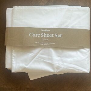Brooklinen White Sateen 100% Cotton Sheet Set NEW